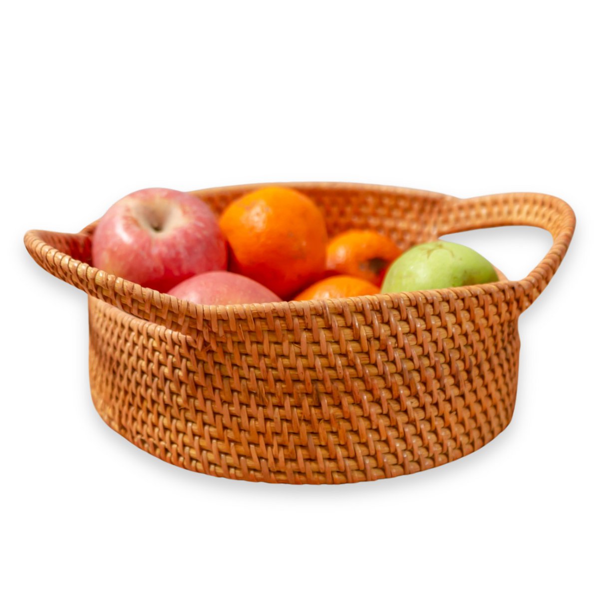 Fruitmand van duurzaam gevlochten rotan met handvaten
