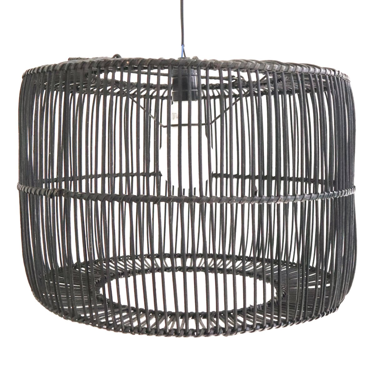 Zwarte lampenkap voor hanglamp van rotan