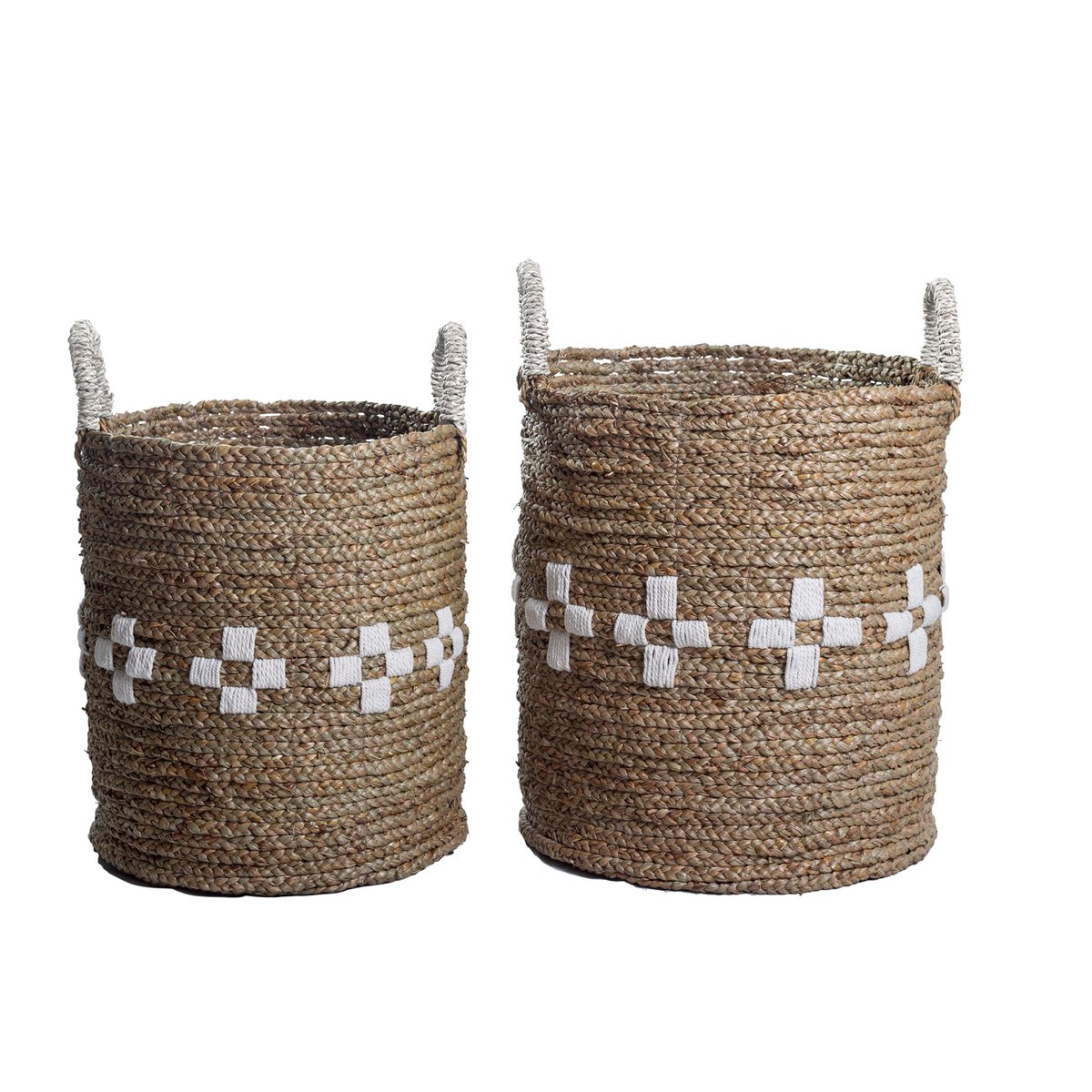 Set van twee opbergmanden van zeegras met handvaten