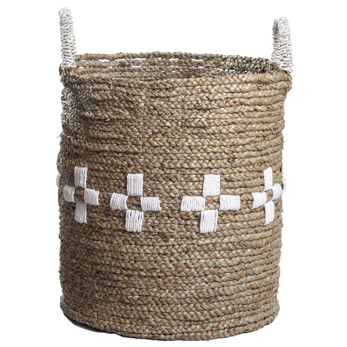 Plantenmand van duurzaam zeegras met patroon en handvaten