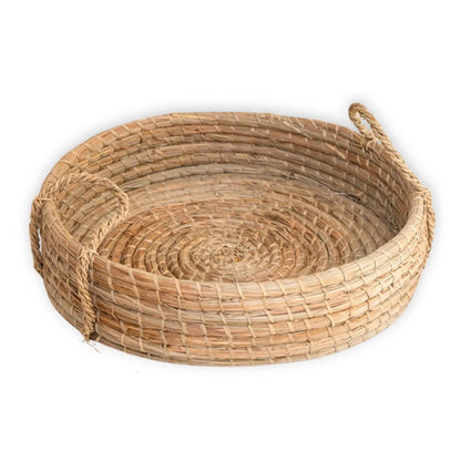 Rond dienblad van duurzaam zeegras met handvaten