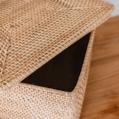 Close-up van de textuur van de rotan opbergmand